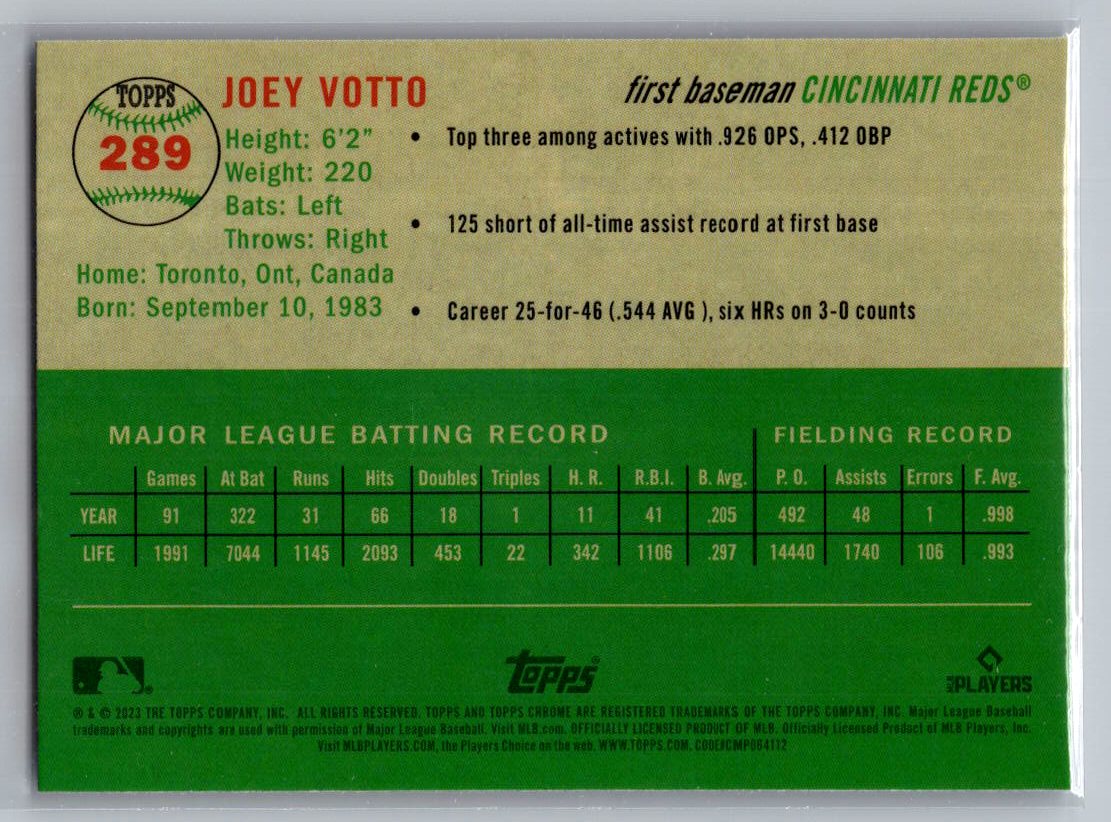 2023 Topps Chrome Platinum Anniversary #289 Joey Votto