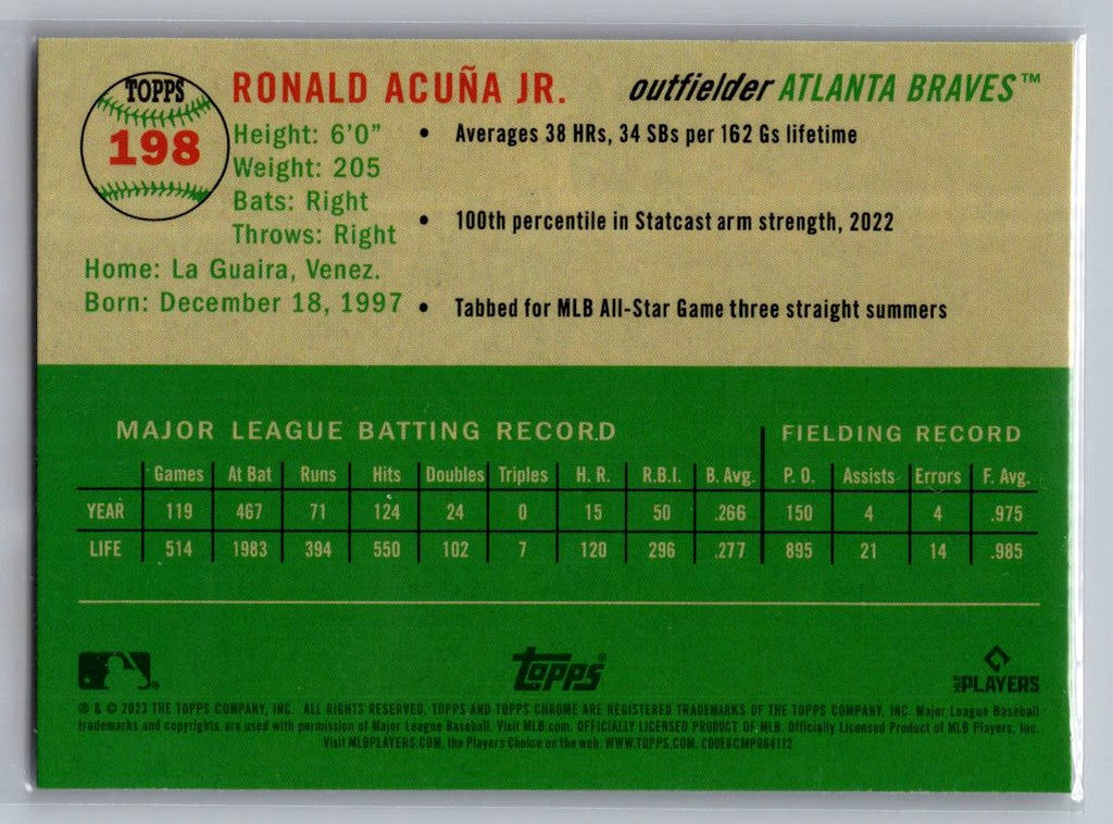 2023 Topps Chrome Platinum Anniversary #198 Ronald Acuña Jr.
