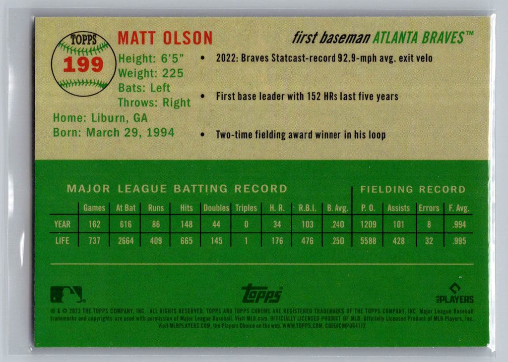 2023 Topps Chrome Platinum Anniversary #199 Matt Olson