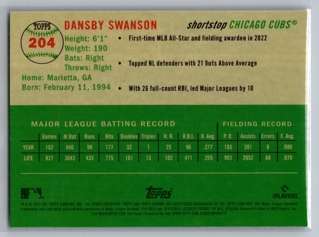 2023 Topps Chrome Platinum Anniversary #204 Dansby Swanson
