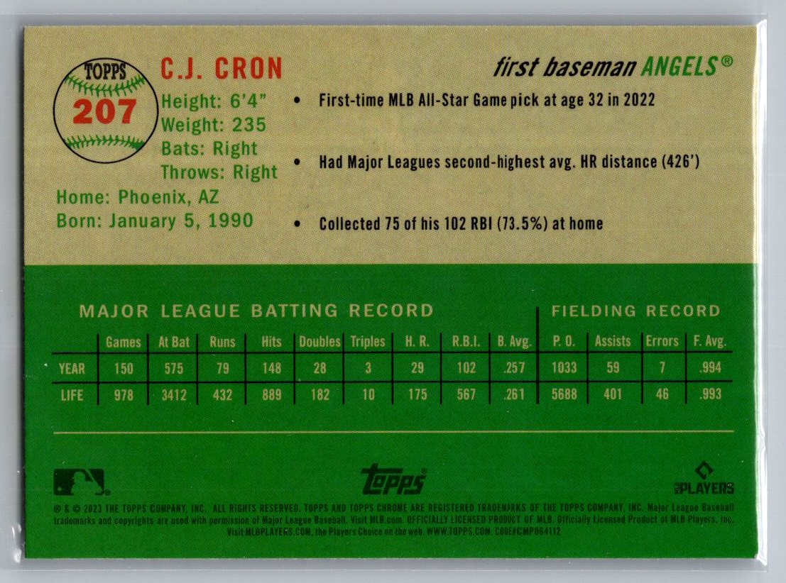 2023 Topps Chrome Platinum Anniversary #207 C.J. Cron