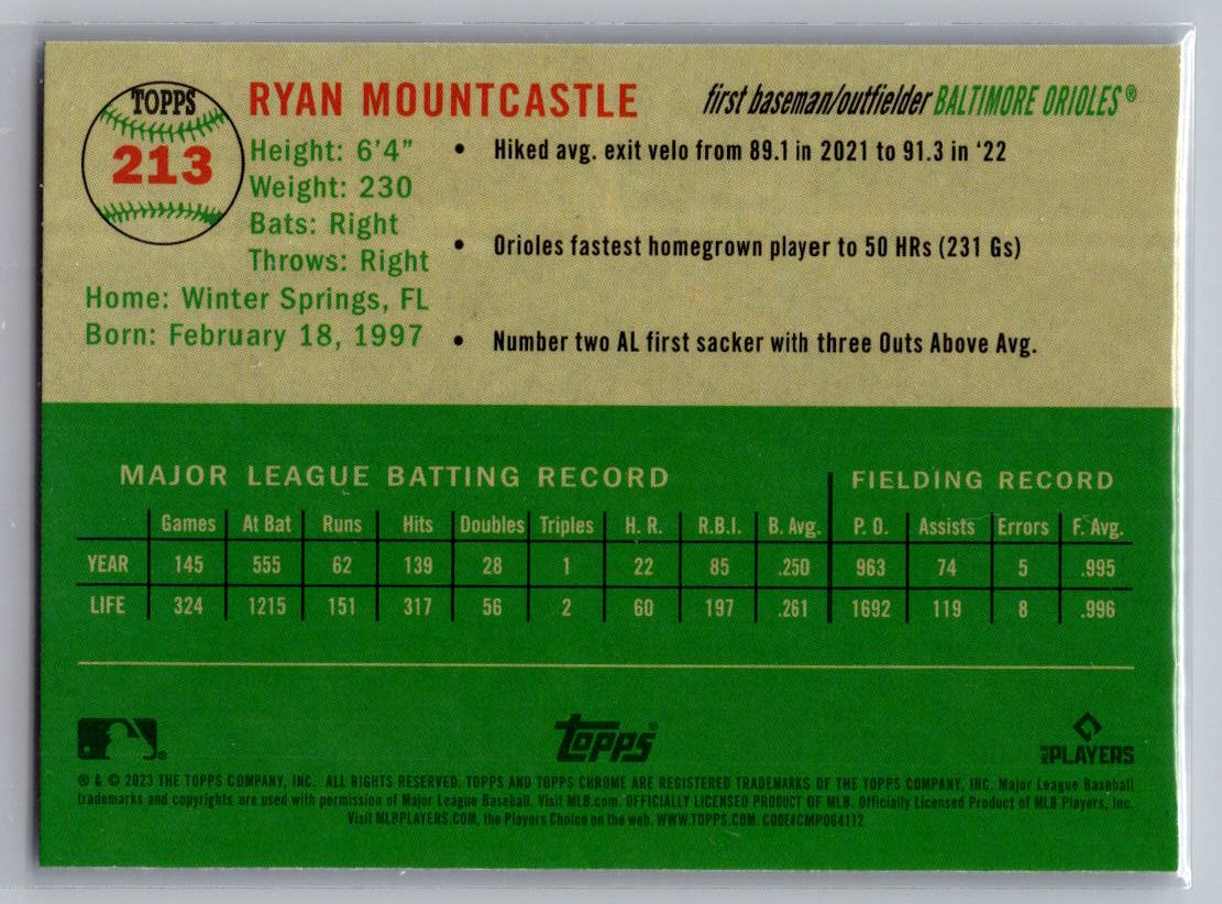 2023 Topps Chrome Platinum Anniversary #213 Ryan Mountcastle