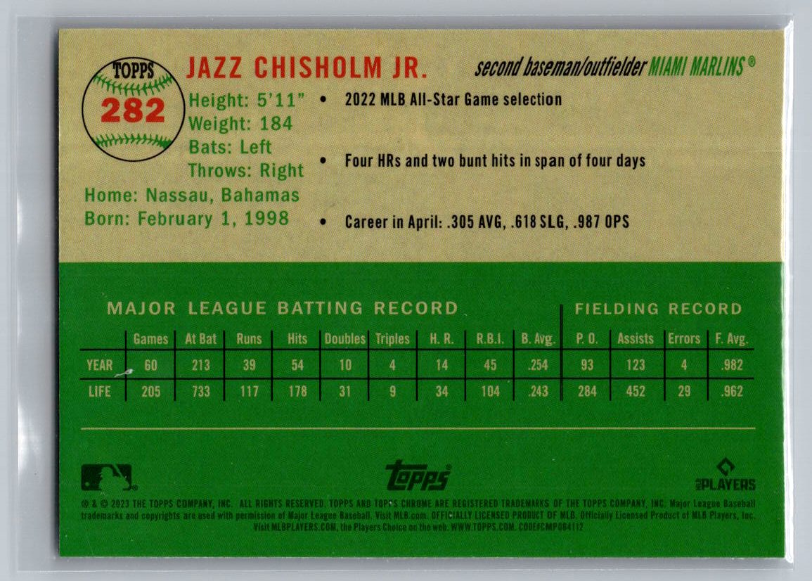 2023 Topps Chrome Platinum Anniversary #282 Jazz Chisholm Jr.