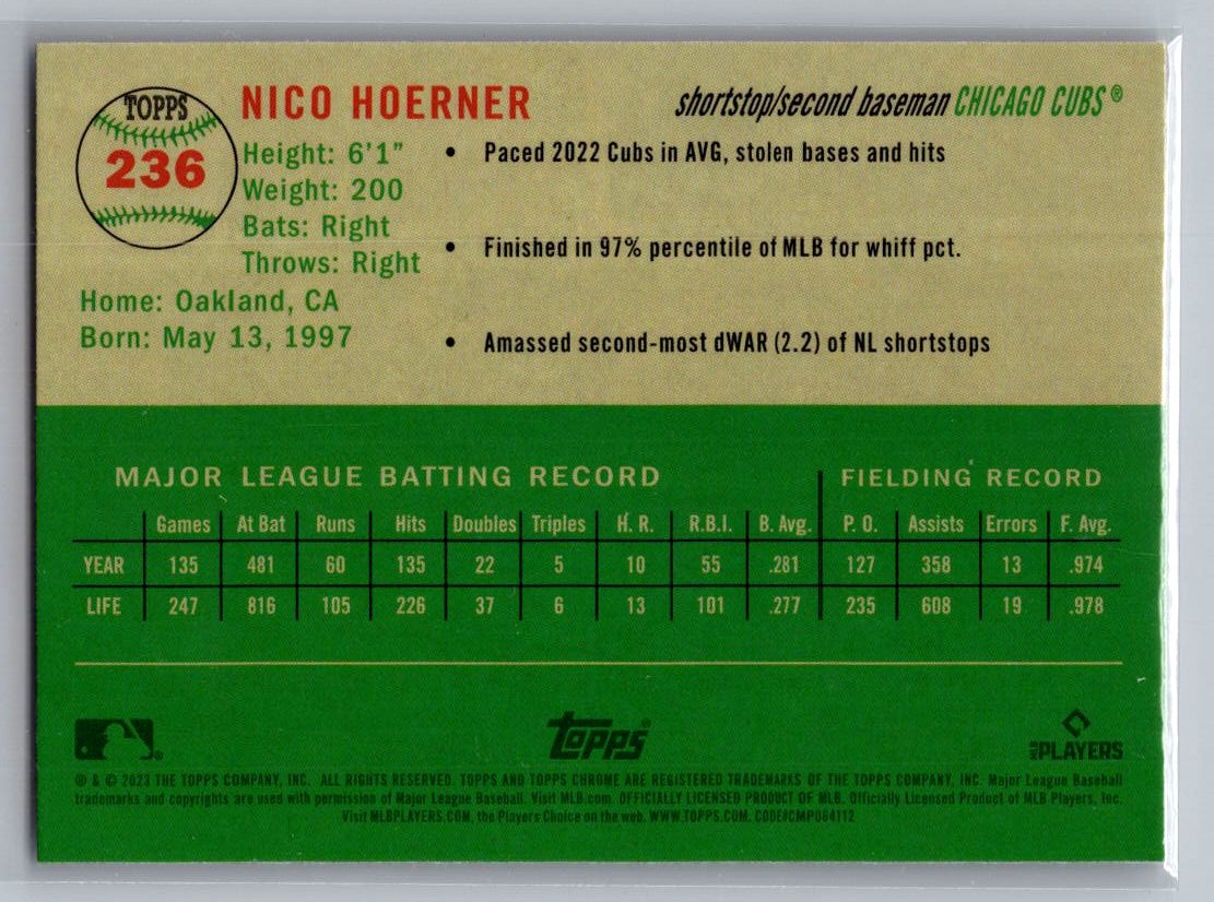 2023 Topps Chrome Platinum Anniversary #236 Nico Hoerner