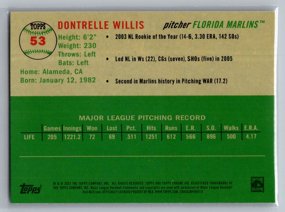 2023 Topps Chrome Platinum Anniversary #53 Dontrelle Willis