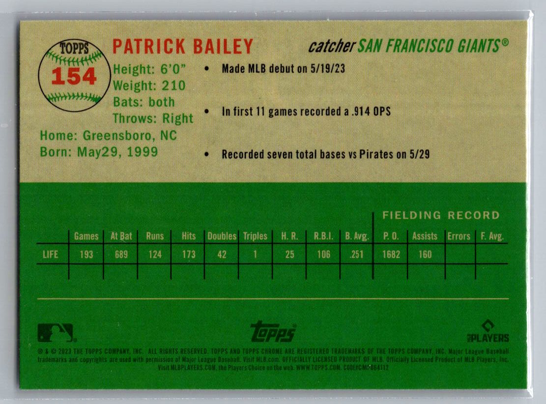 2023 Topps Chrome Platinum Anniversary #154 Patrick Bailey