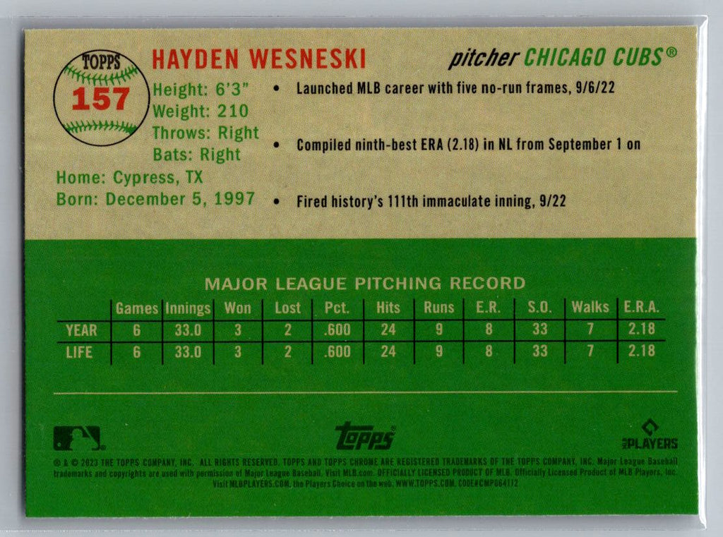 2023 Topps Chrome Platinum Anniversary #157 Hayden Wesneski