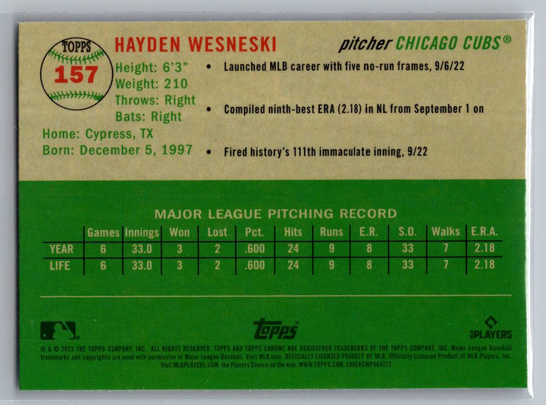 2023 Topps Chrome Platinum Anniversary #157 Hayden Wesneski