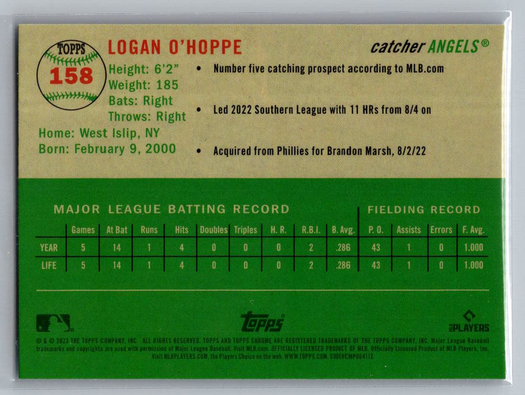 2023 Topps Chrome Platinum Anniversary #158 Logan O'Hoppe