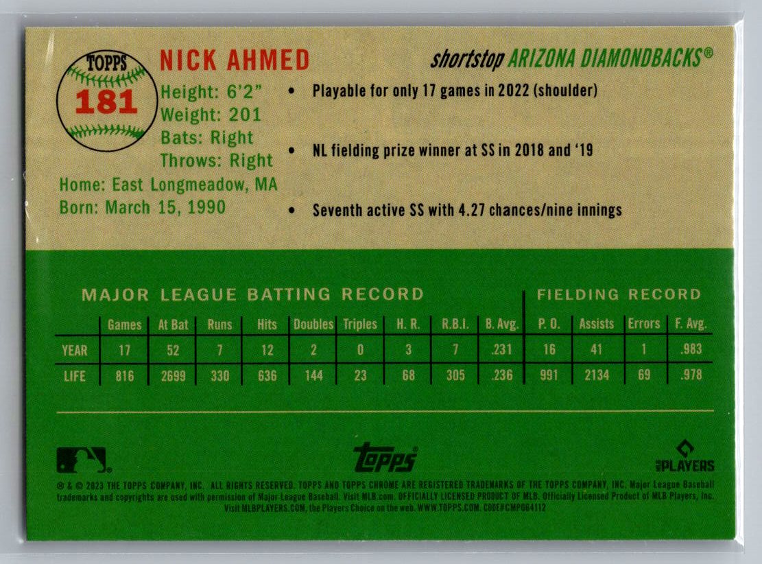 2023 Topps Chrome Platinum Anniversary #181 Nick Ahmed