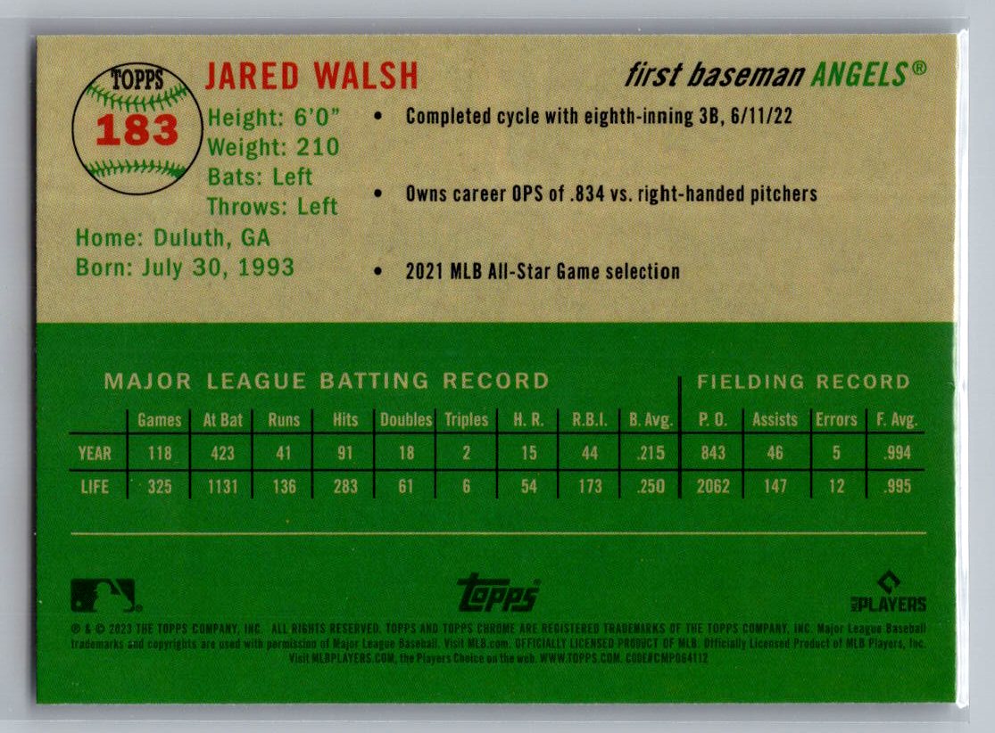 2023 Topps Chrome Platinum Anniversary #183 Jared Walsh