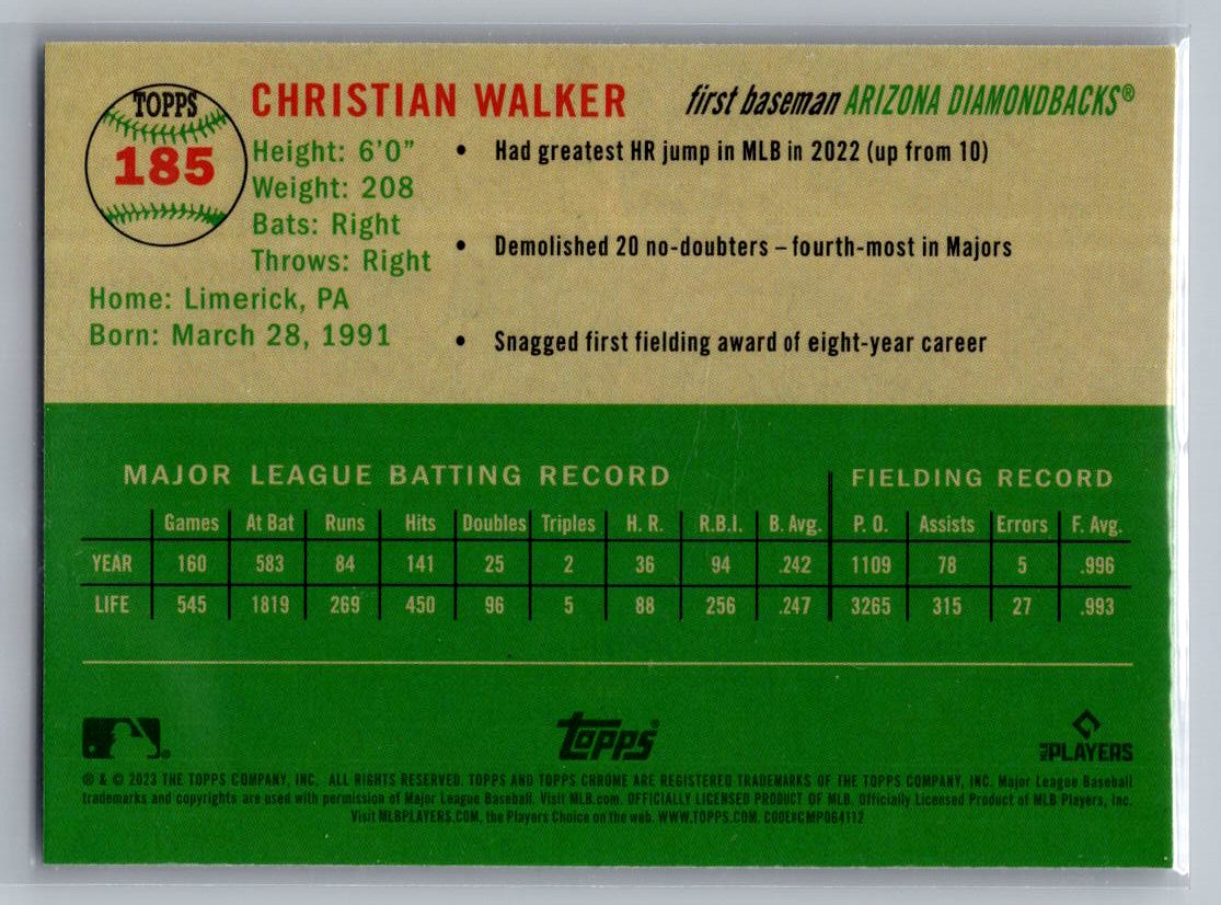 2023 Topps Chrome Platinum Anniversary #185 Christian Walker