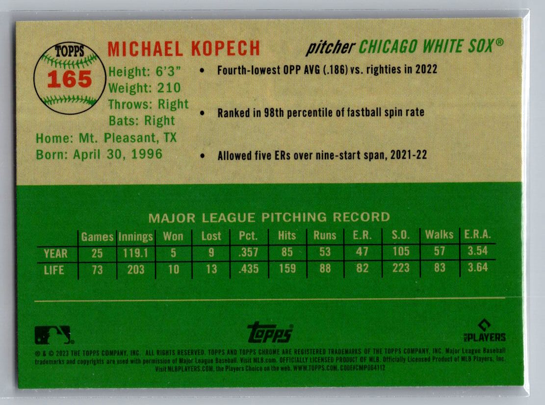 2023 Topps Chrome Platinum Anniversary #165 Michael Kopech