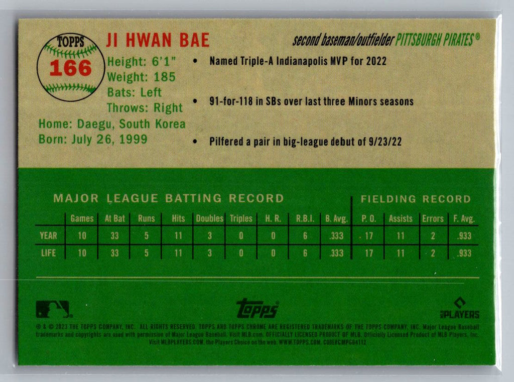 2023 Topps Chrome Platinum Anniversary #166 Ji Hwan Bae