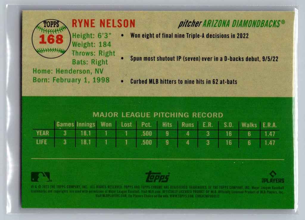 2023 Topps Chrome Platinum Anniversary #168 Ryne Nelson