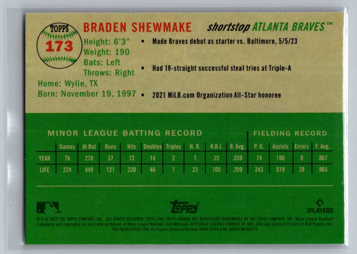 2023 Topps Chrome Platinum Anniversary #173 Braden Shewmake