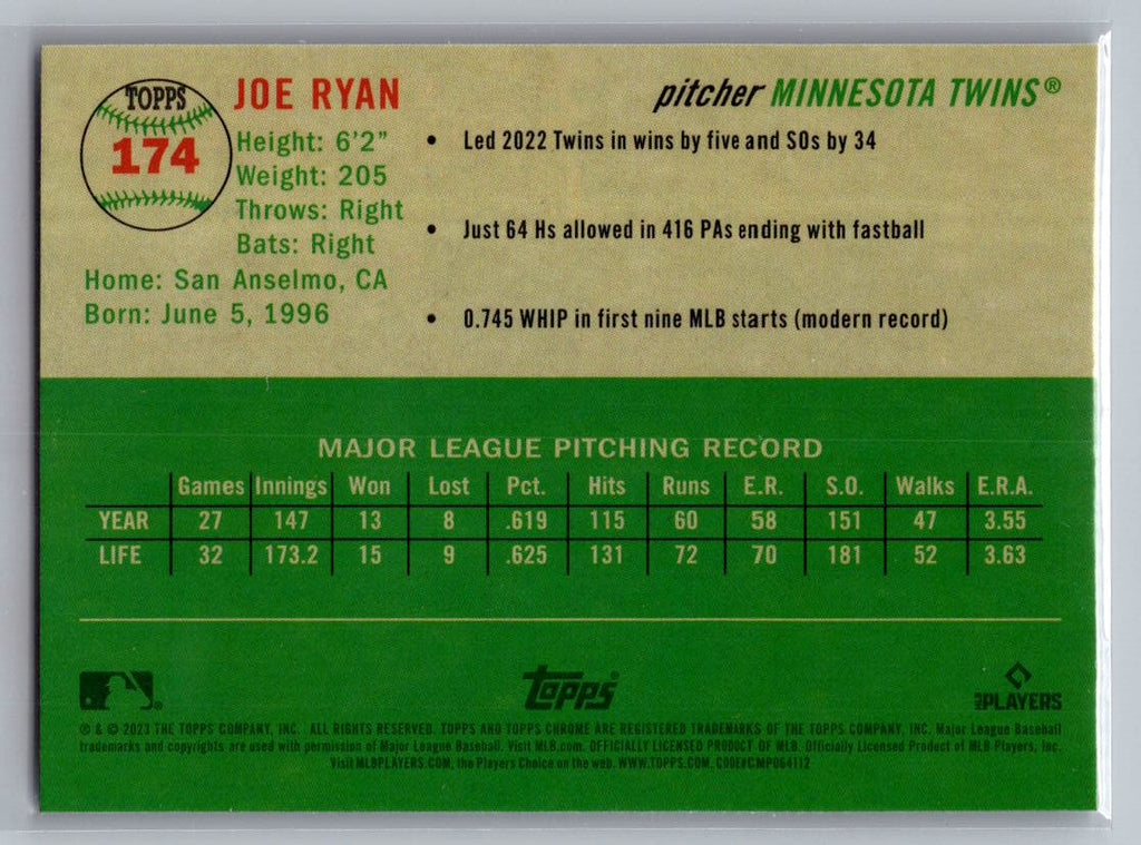 2023 Topps Chrome Platinum Anniversary #174 Joe Ryan
