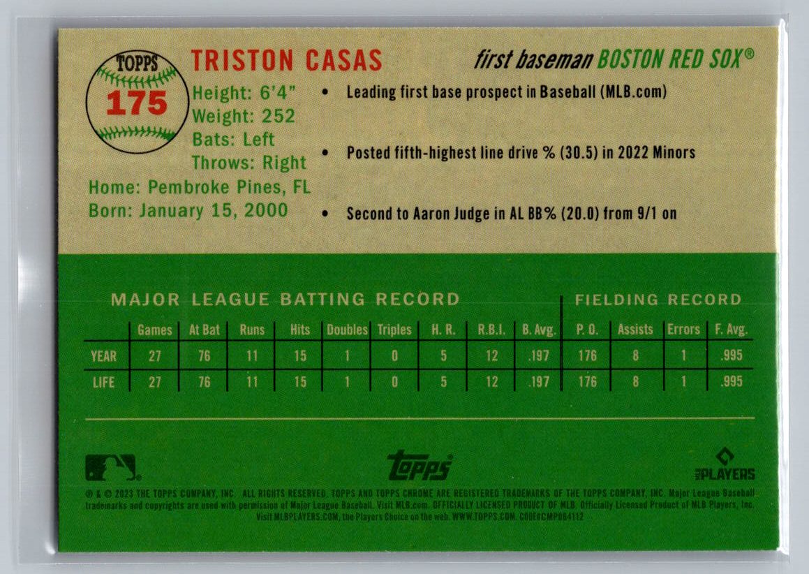 2023 Topps Chrome Platinum Anniversary #175 Triston Casas