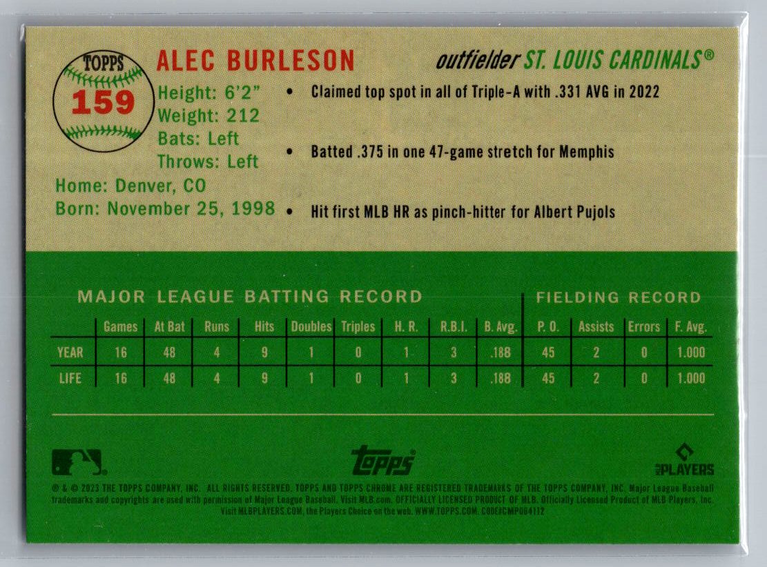 2023 Topps Chrome Platinum Anniversary #159 Alec Burleson