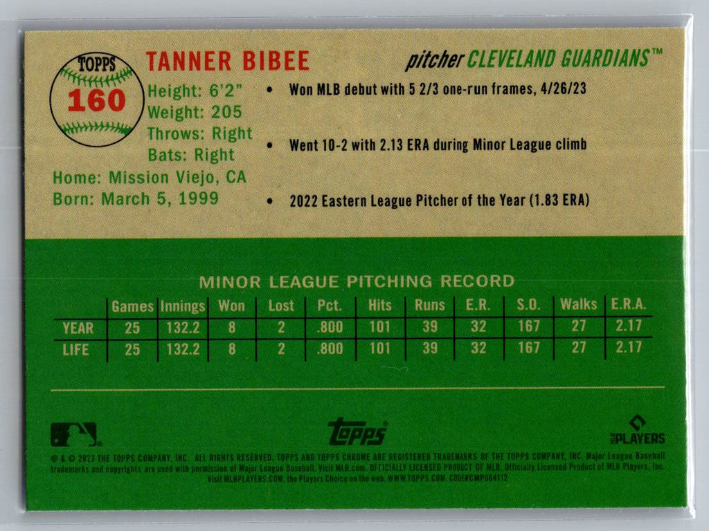 2023 Topps Chrome Platinum Anniversary #160 Tanner Bibee