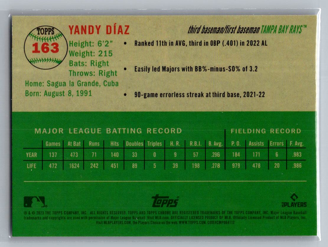 2023 Topps Chrome Platinum Anniversary #163 Yandy Díaz