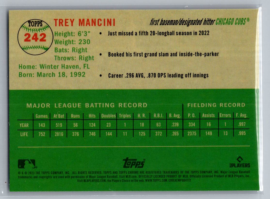 2023 Topps Chrome Platinum Anniversary #242 Trey Mancini