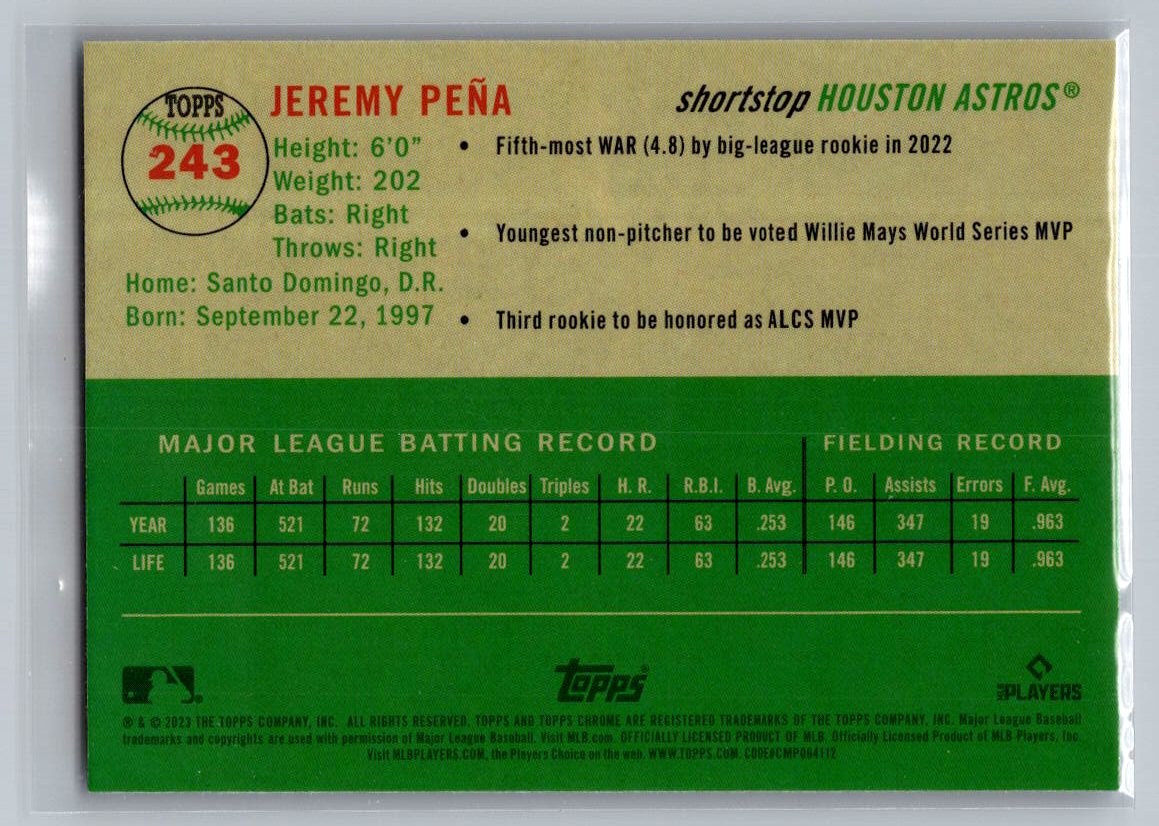 2023 Topps Chrome Platinum Anniversary #243 Jeremy Peña
