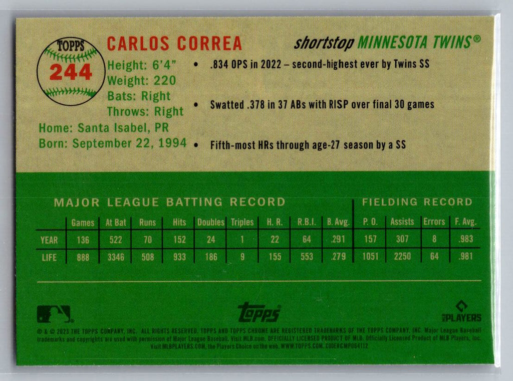 2023 Topps Chrome Platinum Anniversary #244 Carlos Correa