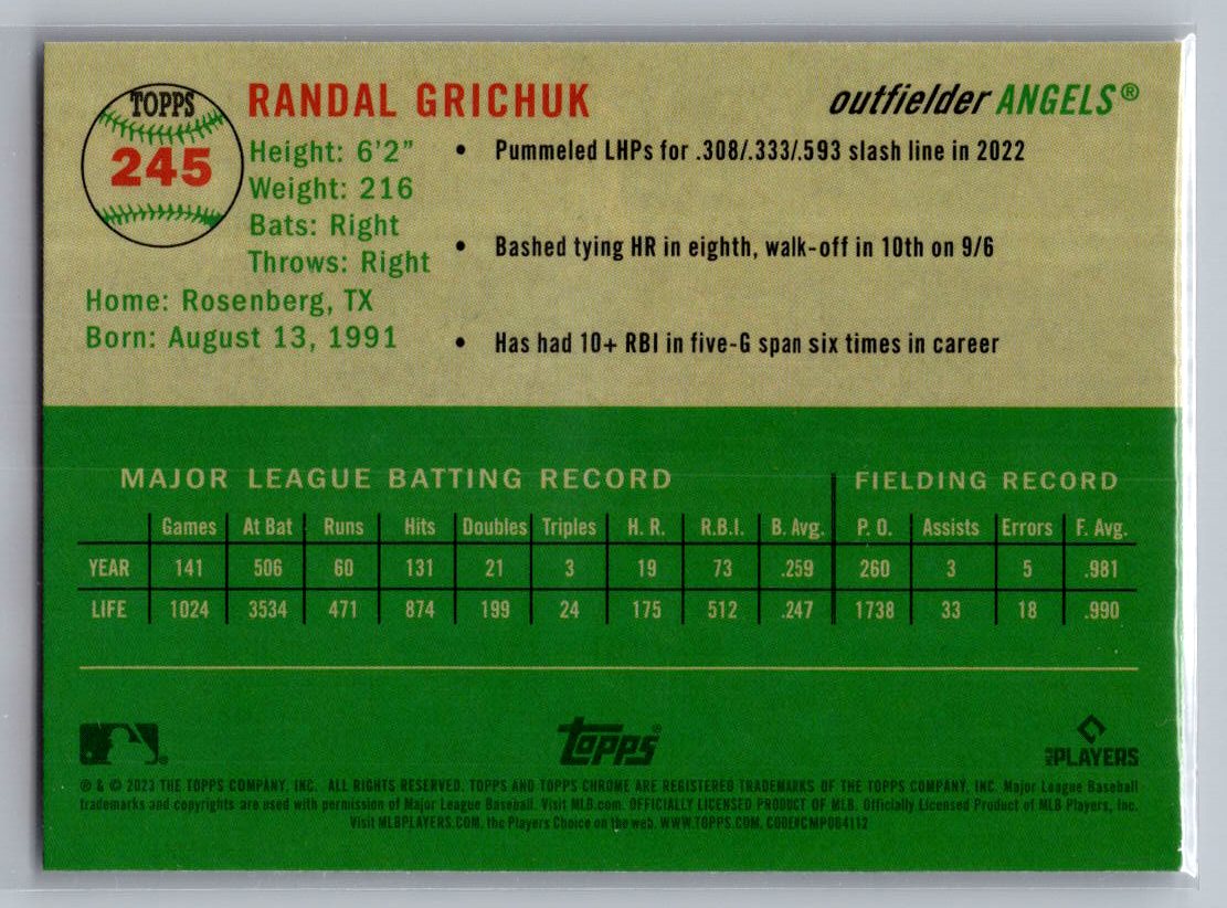 2023 Topps Chrome Platinum Anniversary #245 Randal Grichuk