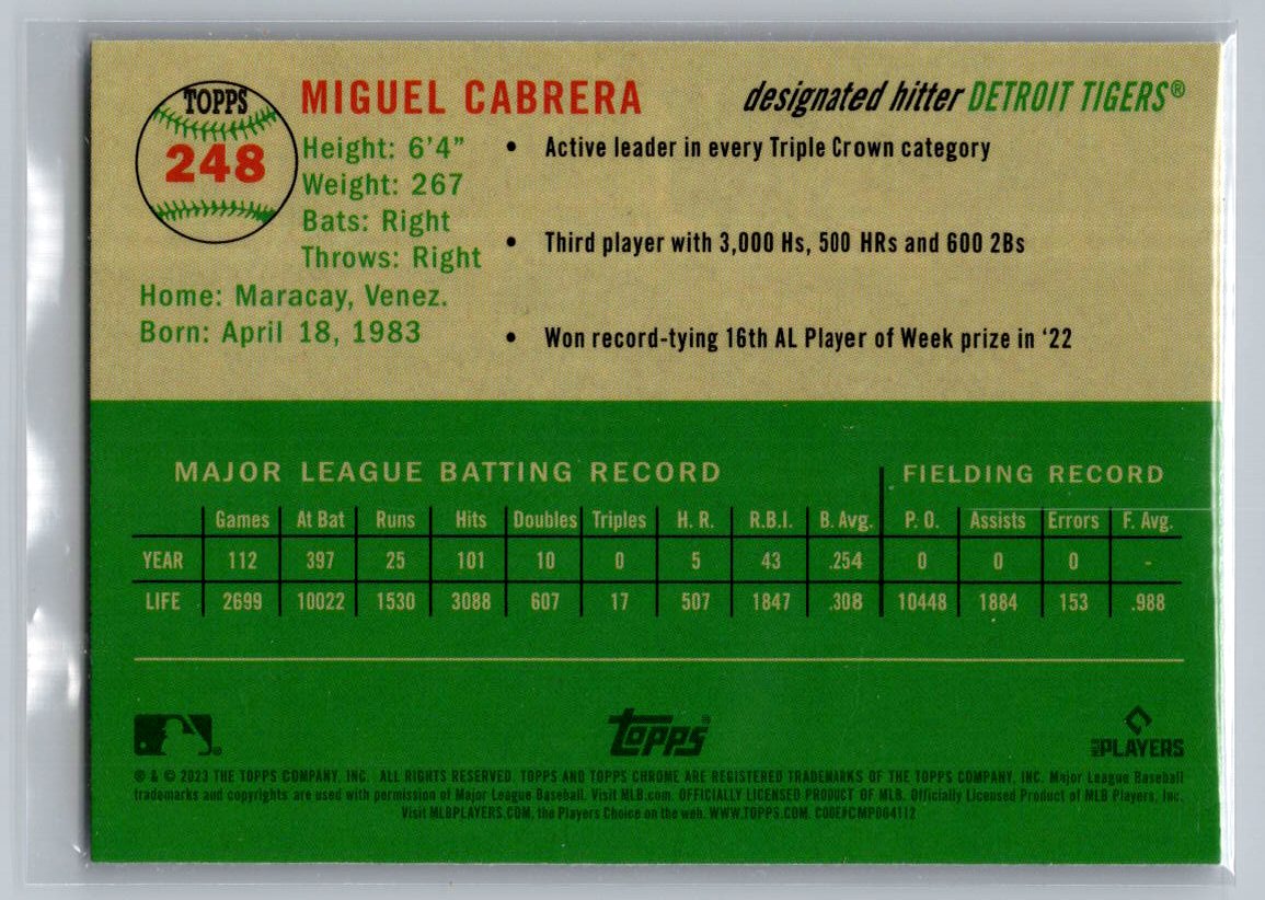2023 Topps Chrome Platinum Anniversary #248 Miguel Cabrera