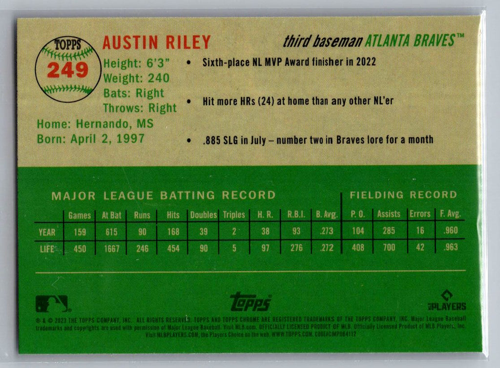 2023 Topps Chrome Platinum Anniversary #249 Austin Riley