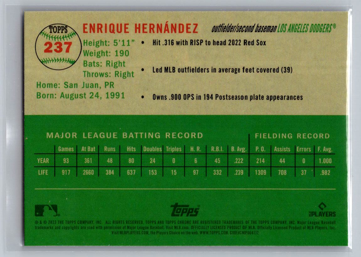 2023 Topps Chrome Platinum Anniversary #237 Enrique Hernández