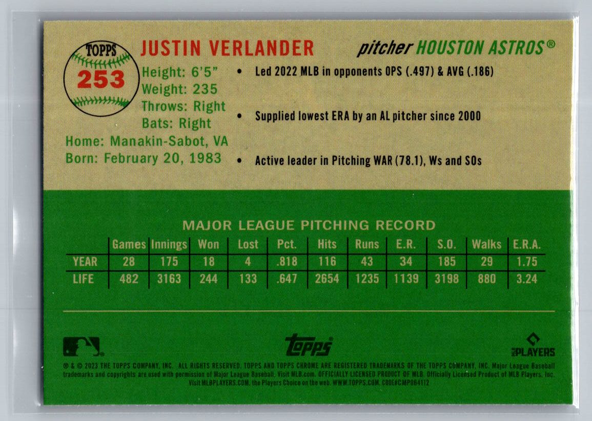 2023 Topps Chrome Platinum Anniversary #253 Justin Verlander