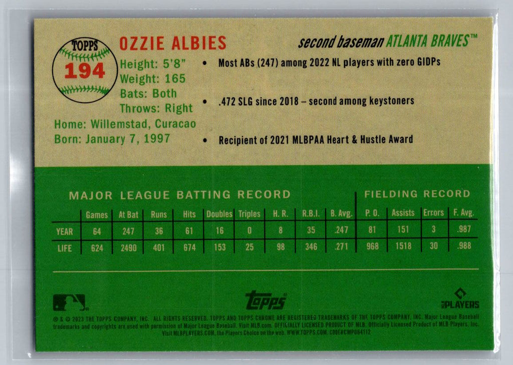 2023 Topps Chrome Platinum Anniversary #194 Ozzie Albies