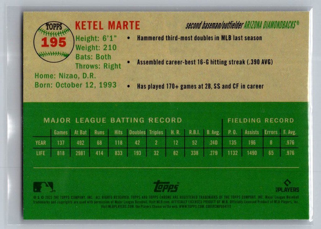 2023 Topps Chrome Platinum Anniversary #195 Ketel Marte