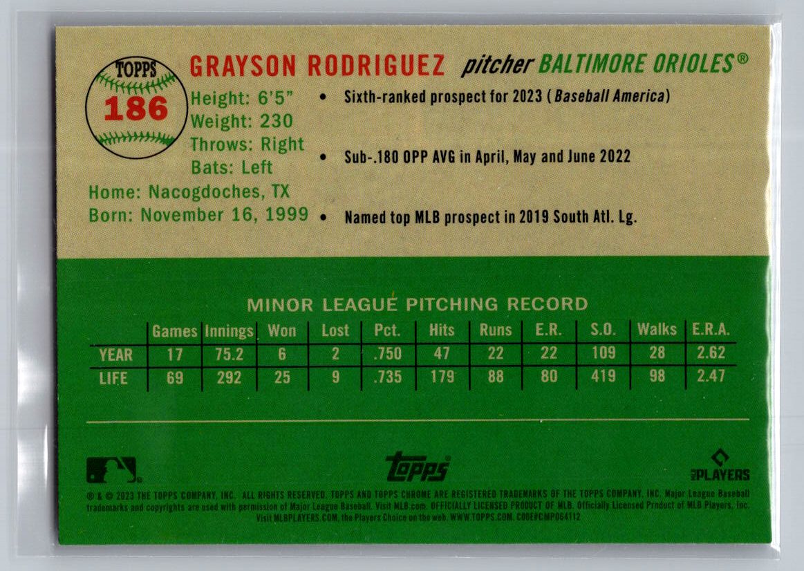 2023 Topps Chrome Platinum Anniversary #186 Grayson Rodriguez
