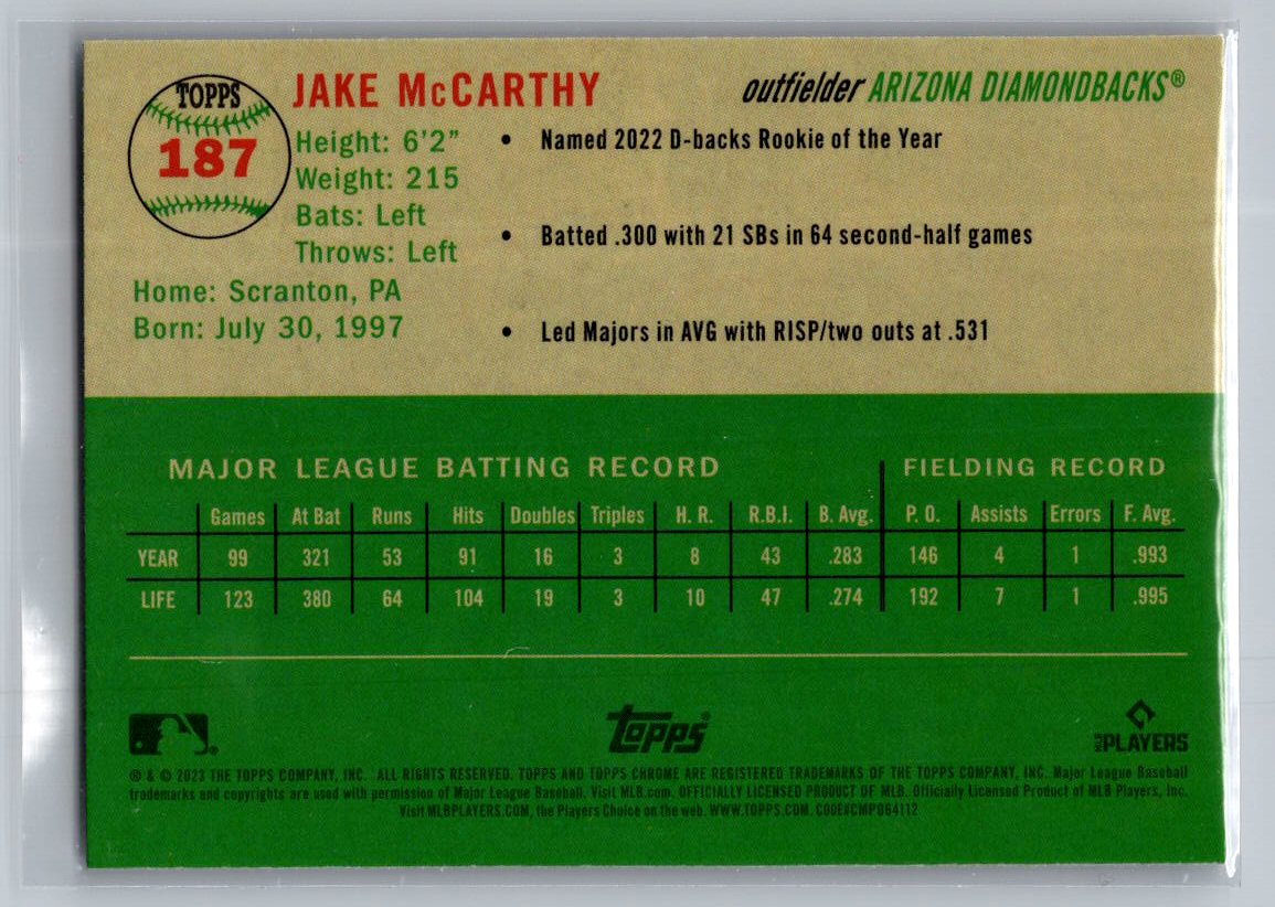 2023 Topps Chrome Platinum Anniversary #187 Jake McCarthy
