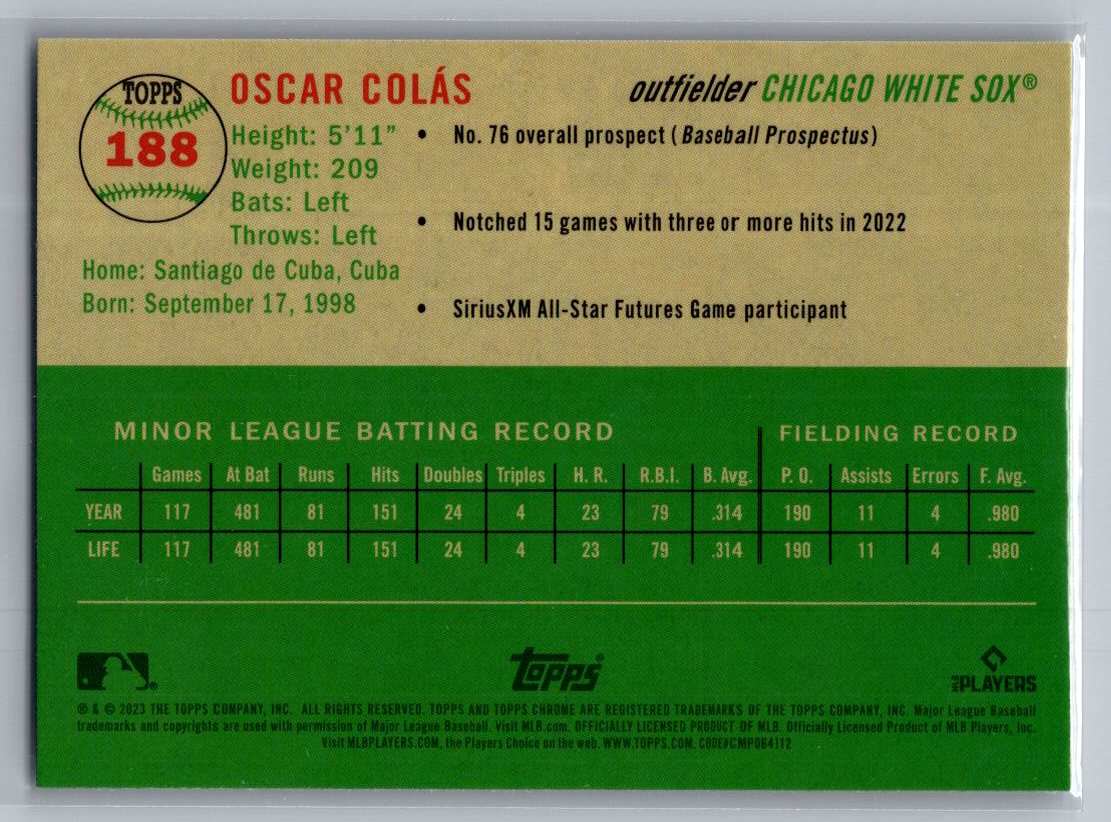 2023 Topps Chrome Platinum Anniversary #188 Oscar Colás