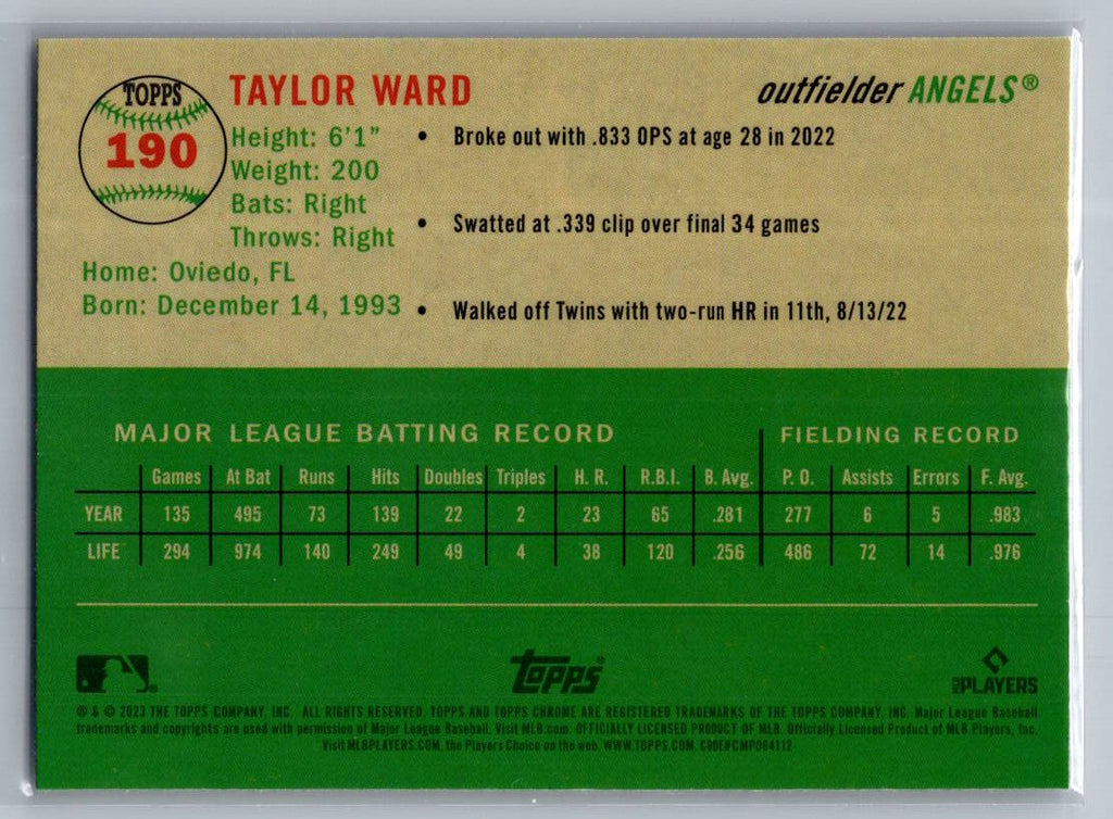 2023 Topps Chrome Platinum Anniversary #190 Taylor Ward