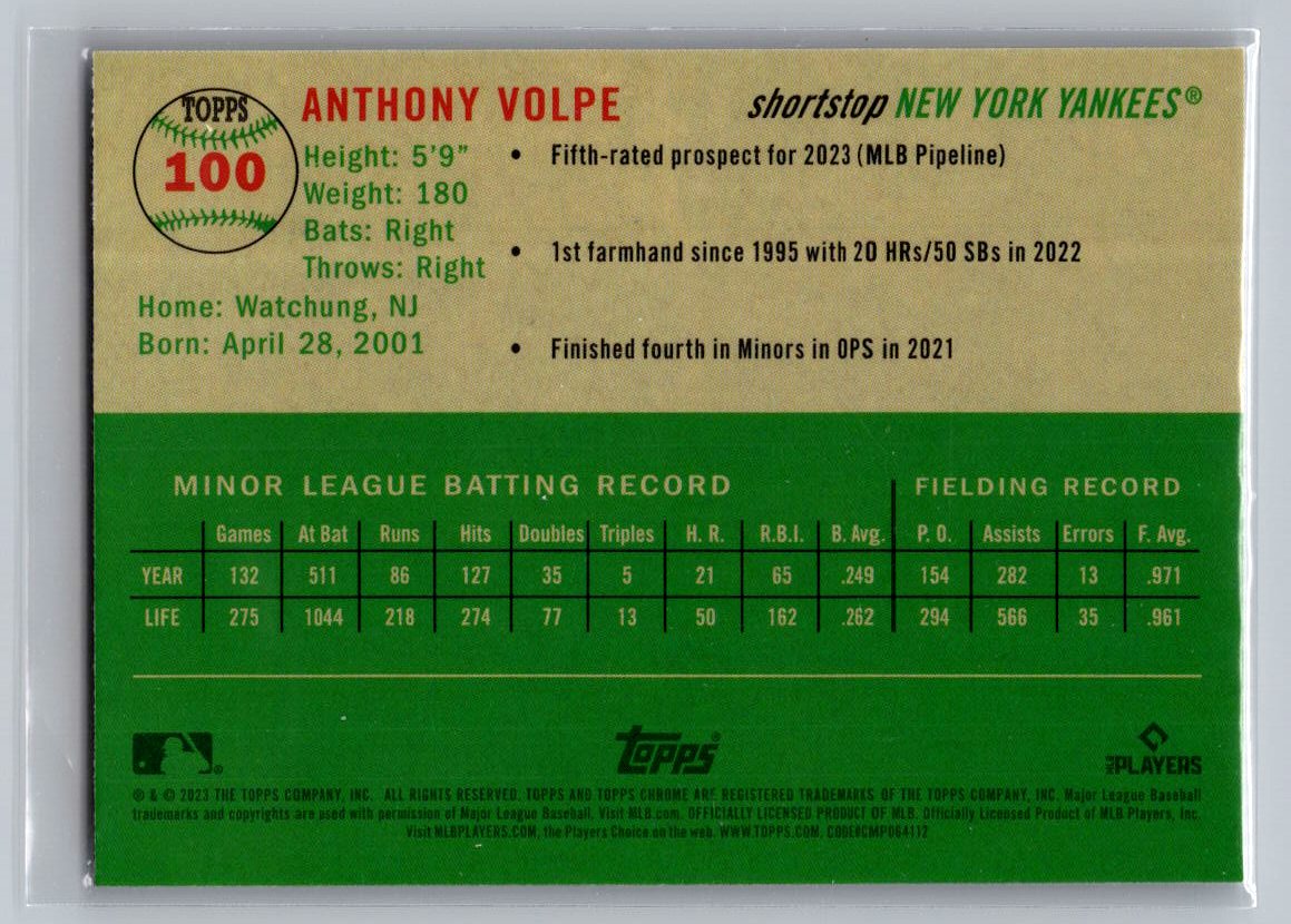 2023 Topps Chrome Platinum Anniversary #100 Anthony Volpe