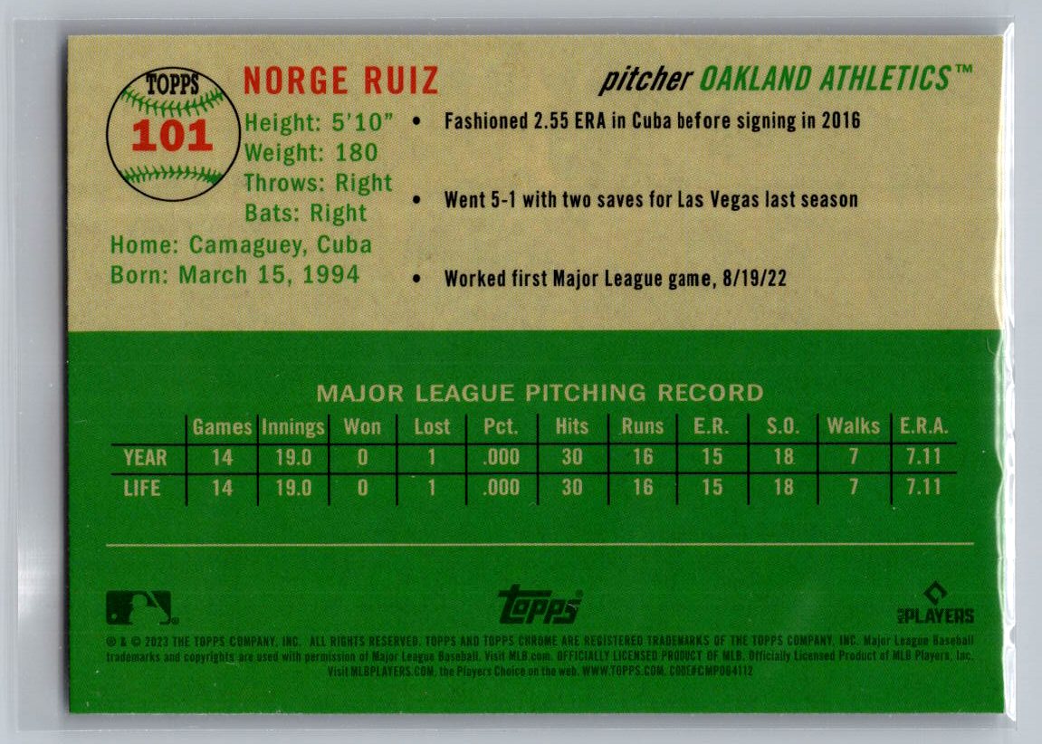 2023 Topps Chrome Platinum Anniversary #101 Norge Ruiz