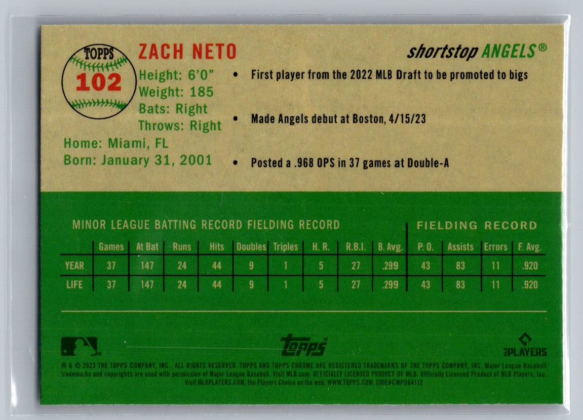 2023 Topps Chrome Platinum Anniversary #102 Zach Neto