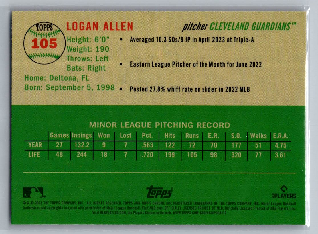2023 Topps Chrome Platinum Anniversary #105a Logan Allen
