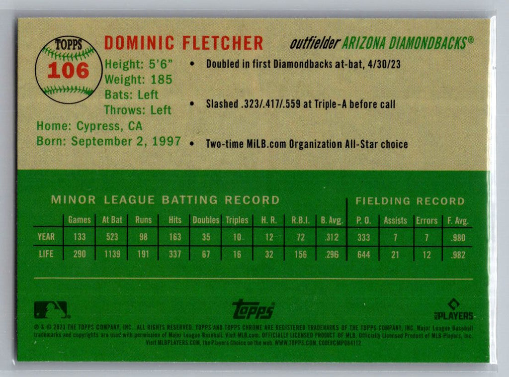 2023 Topps Chrome Platinum Anniversary #106 Dominic Fletcher