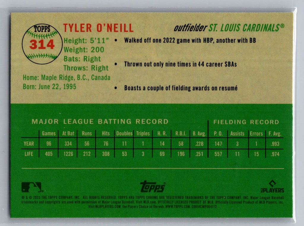 2023 Topps Chrome Platinum Anniversary #314 Tyler O'Neill