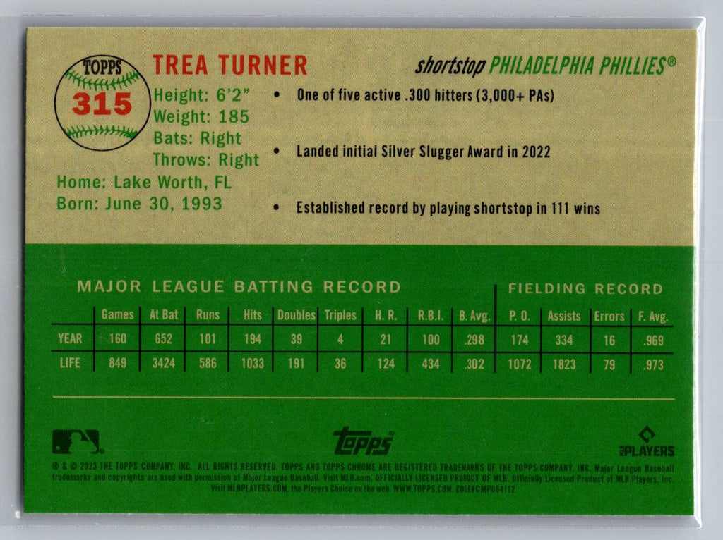 2023 Topps Chrome Platinum Anniversary #315 Trea Turner