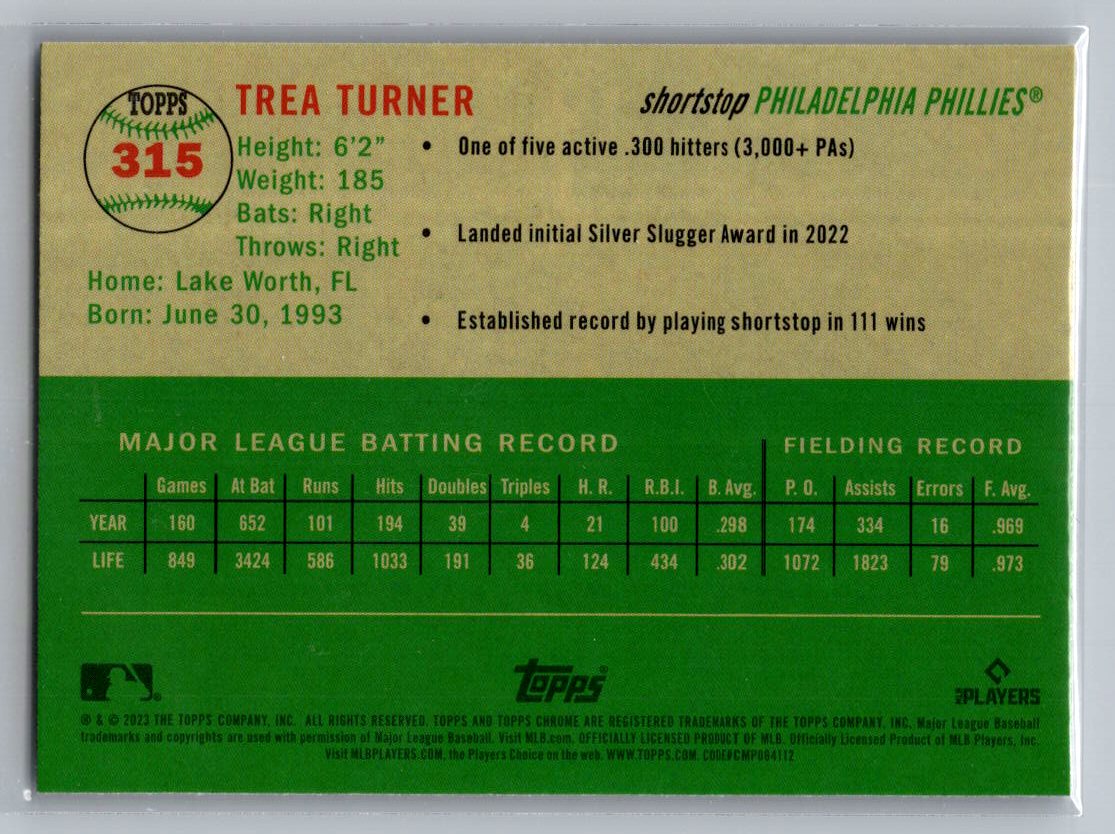 2023 Topps Chrome Platinum Anniversary #315 Trea Turner