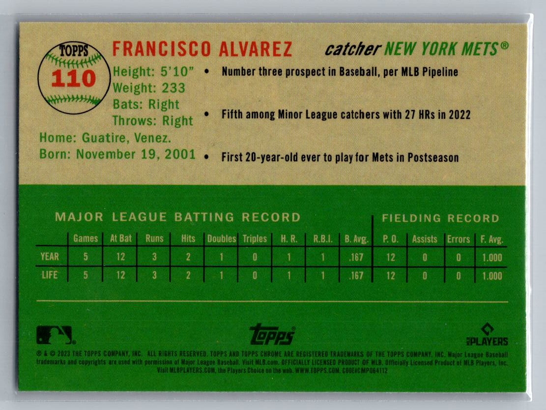 2023 Topps Chrome Platinum Anniversary #110 Francisco Alvarez
