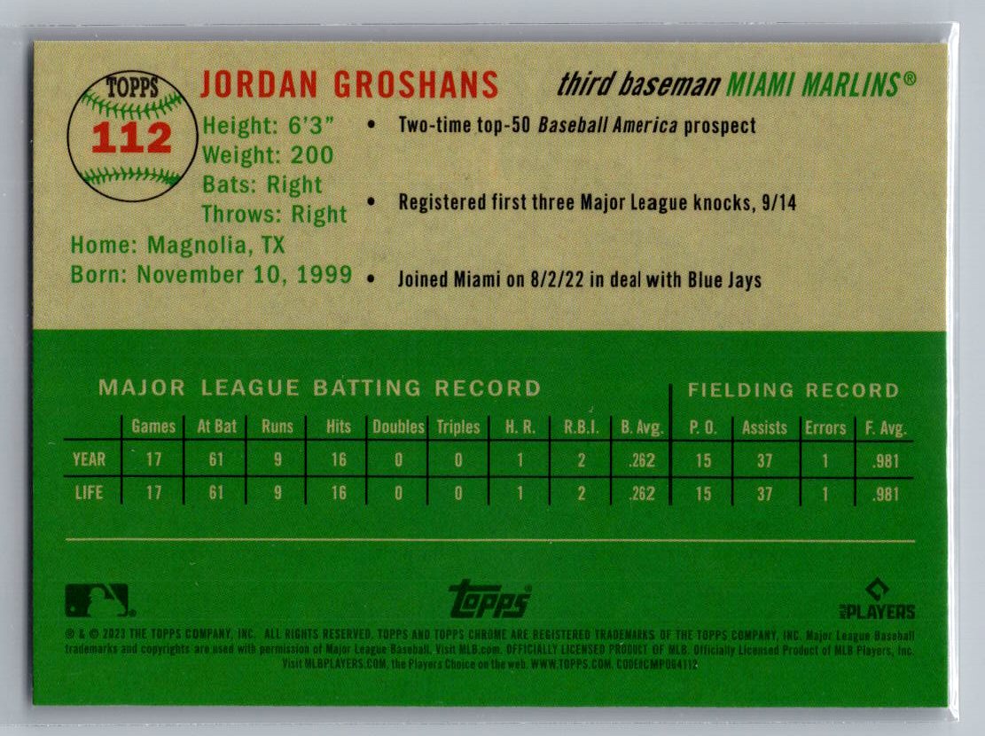 2023 Topps Chrome Platinum Anniversary #112 Jordan Groshans