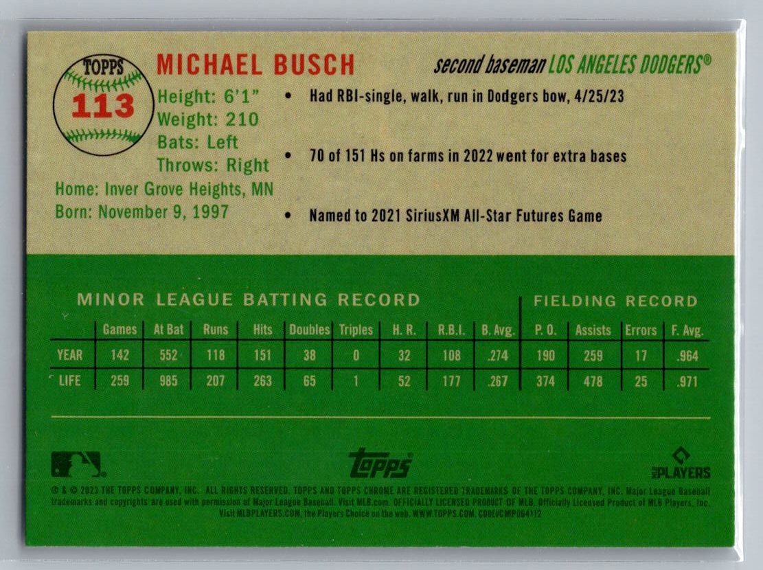 2023 Topps Chrome Platinum Anniversary #113 Michael Busch